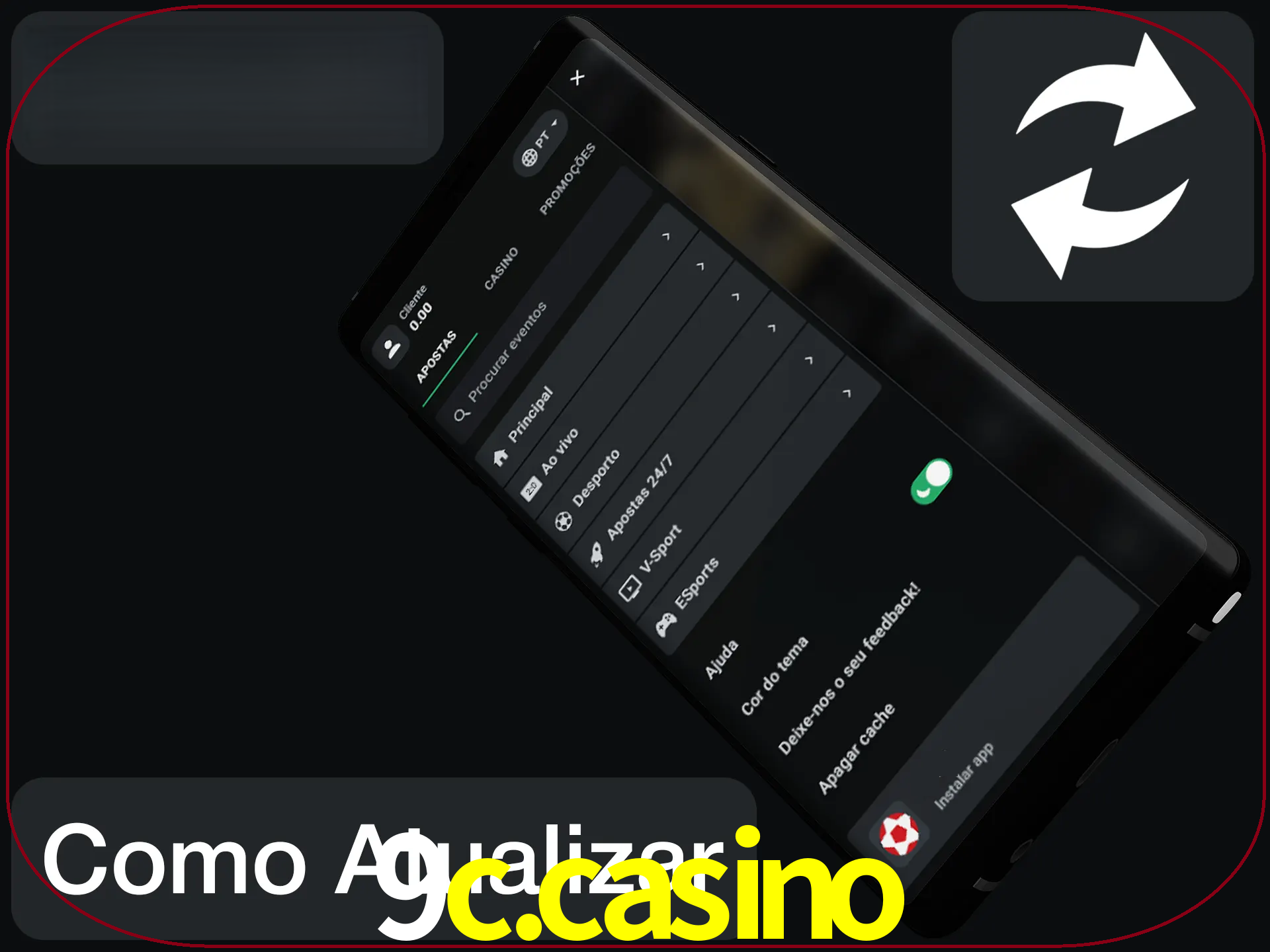 O aplicativo é atualizado automaticamente quando você faz o login.